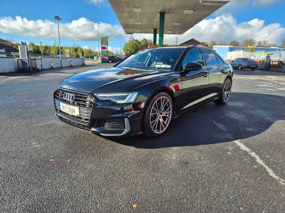 Black Audi A6 S-line — gloss seal and wheels after exterior reset