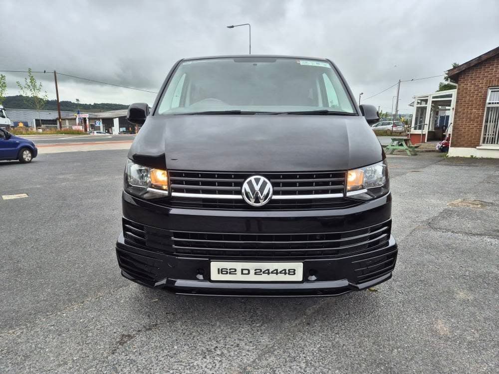 Black VW Transporter T6 — exterior detail and gloss finish