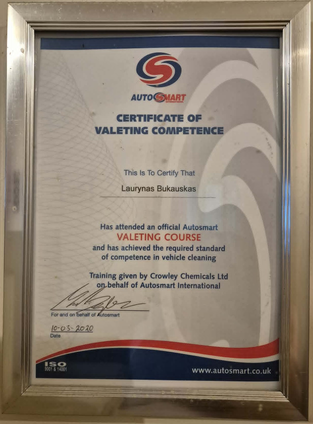 Autosmart — Certified Valeting Competence